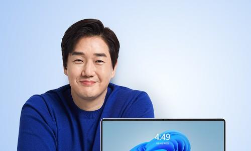 베이직북16으로 엑셀 작업하는 모습