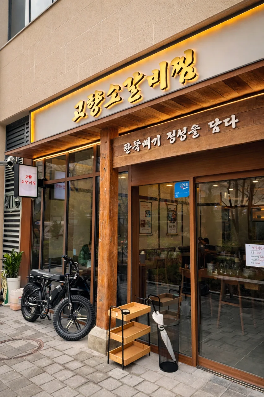멀리서도 한눈에 쉽게 들어오는 고향소갈비찜의 큼직한 간판