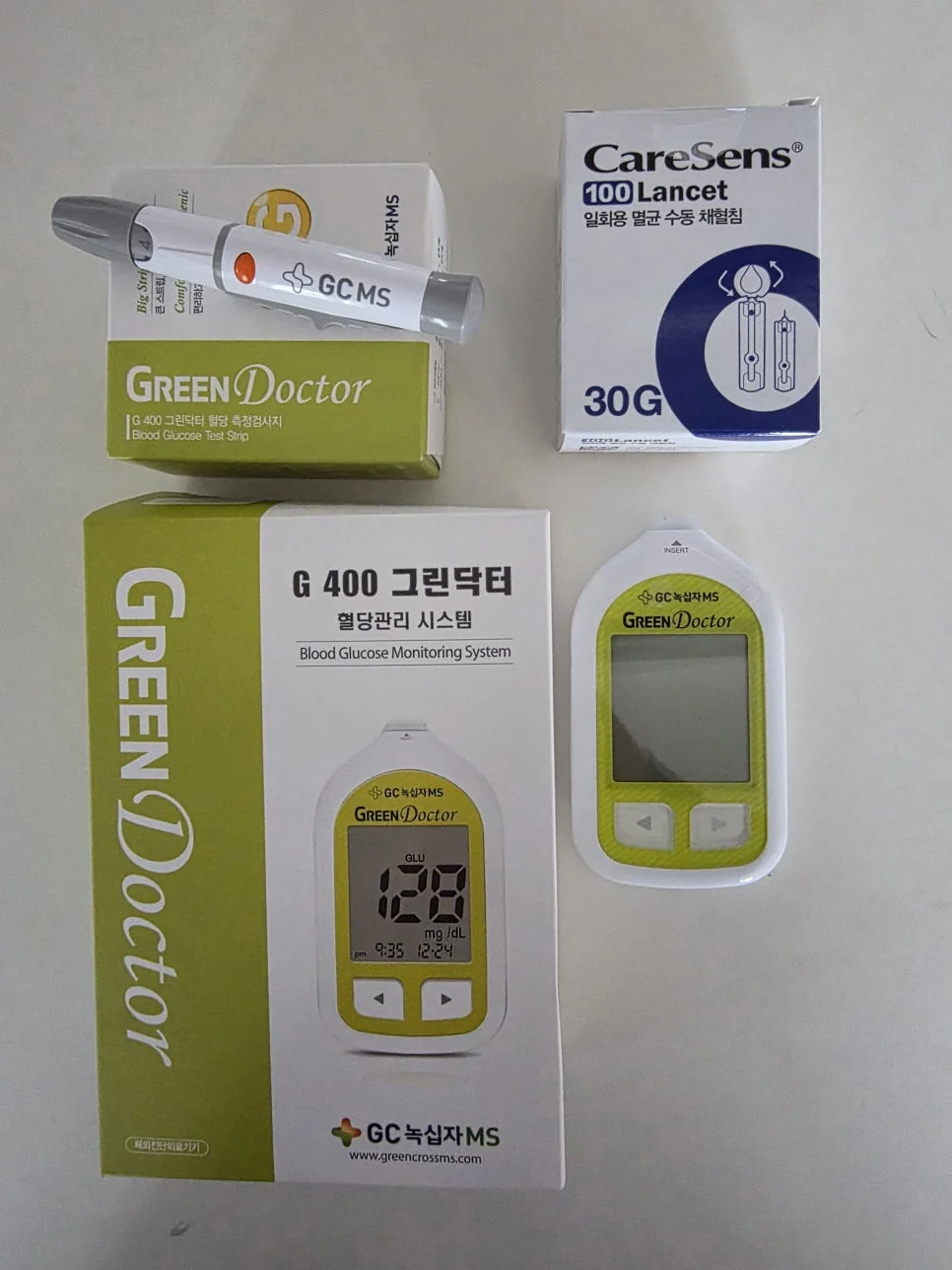 그린닥터 혈당측정기 기계 및 모든 구성품 세트