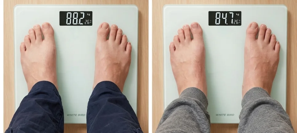 다이어트 성공 후 가벼워진 몸을 느끼는 모습
